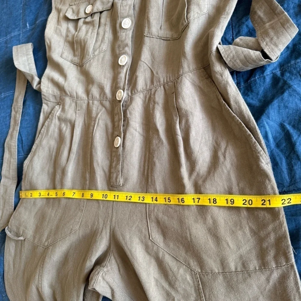 Zara Linen Blend Jumpsuit with Belt Size Medium